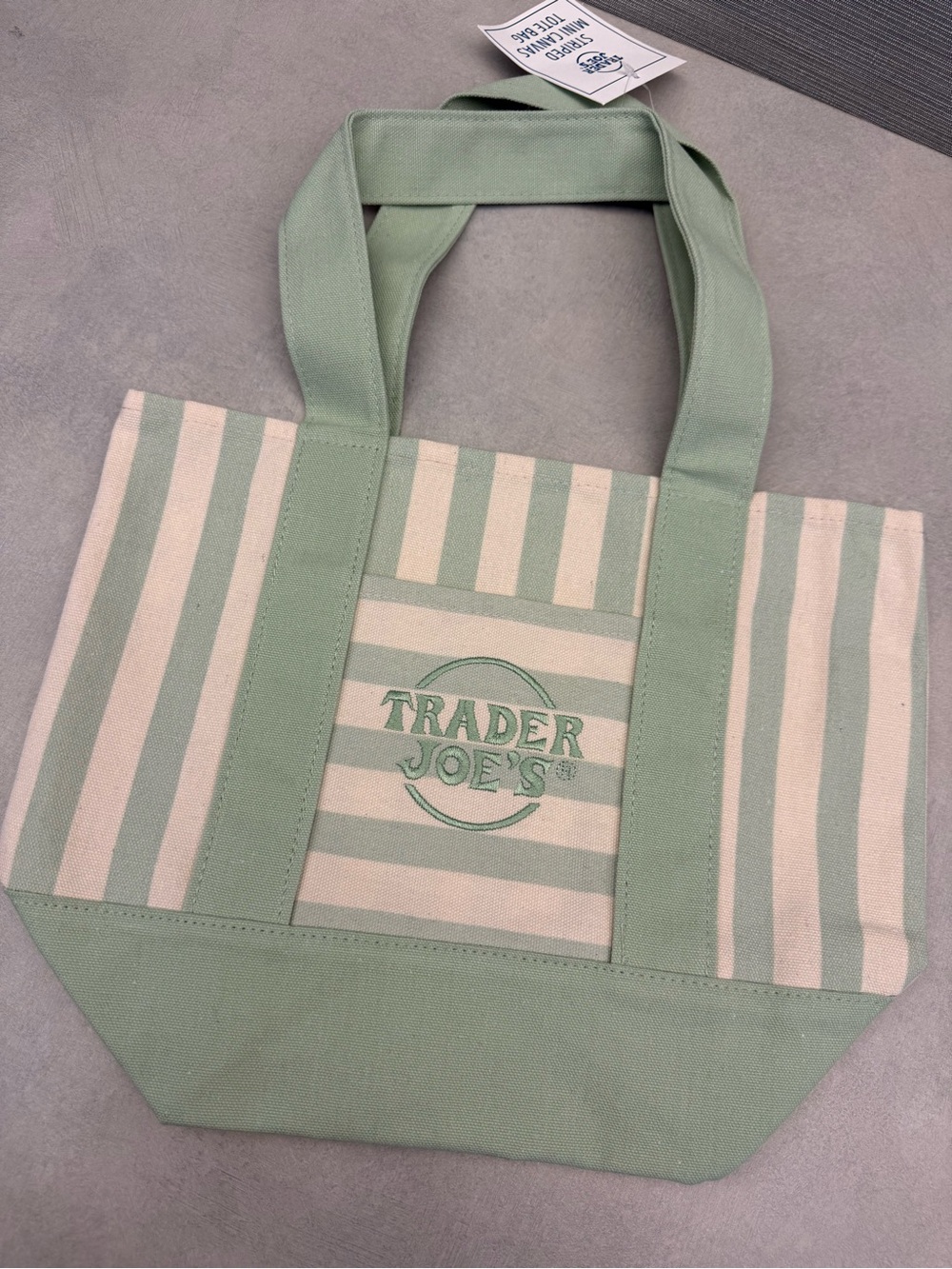 Trader Joe’s Green Stripe Canvas Tote Bag